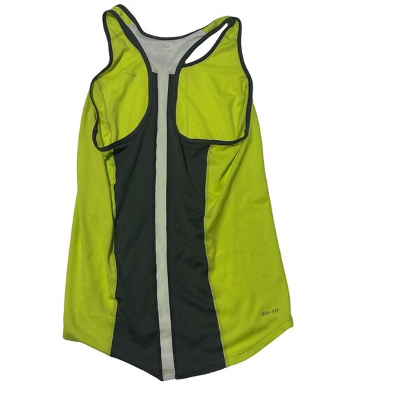 Nike Dri-Fit Racerback Tank Top M Neon Yellow/Black Lightweight Activewear 1707 - Picture 2 of 4